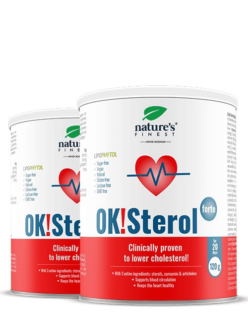 OK!Sterol Forte 1+1 | Cliniquement prouvé | Abaisse le mauvais cholestérol | Formule 6-1 | Normalise les niveaux de lipides | Naturelle.